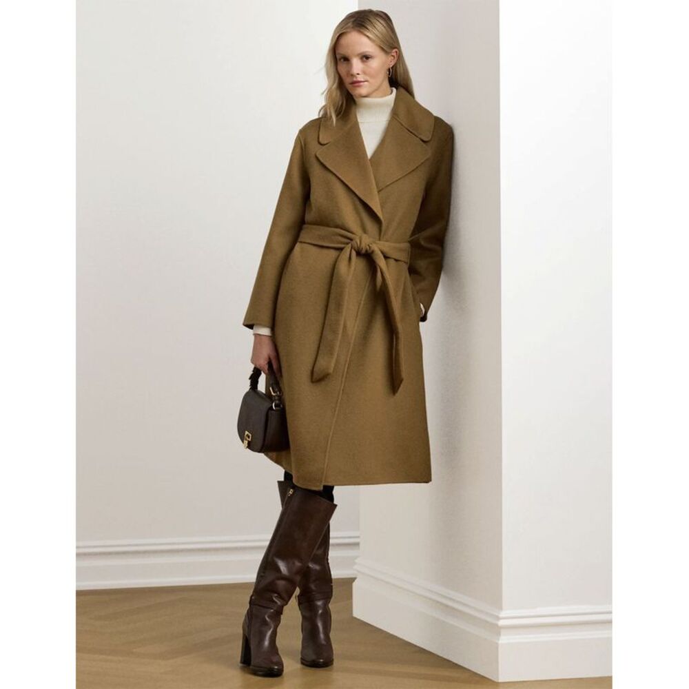 Lauren Ralph Lauren Womens Double Faced Wool Blend Wrap Coat 6 Honey - NWT $495 - Picture 7 of 7